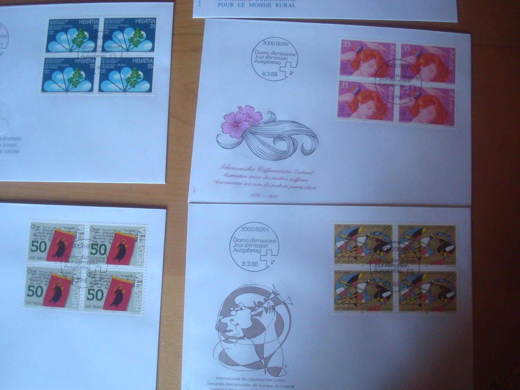 Tutti i francobolli: CH 1988 FDC Serie einzeln und 4er – Usato da Gordola venduto da Polentaefung 3