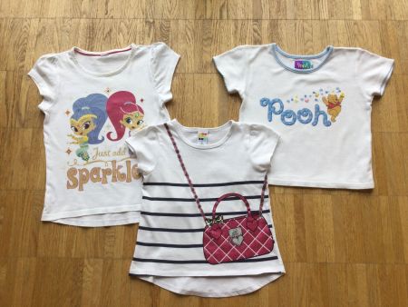 3 weiße Tshirts Mädchen, Gr 110