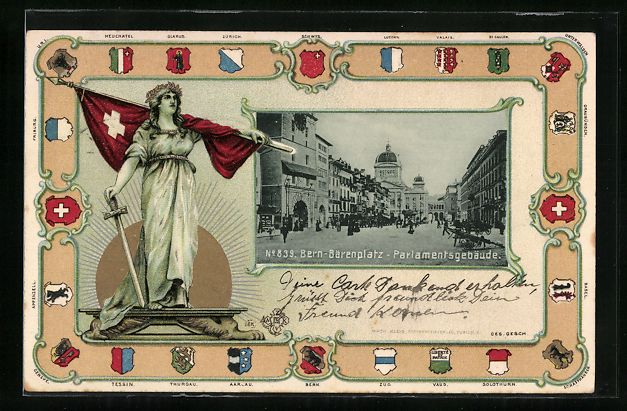 Cartoline postali: Bern, Bärenplatz mit Parlamentsgebäude – Usato da Berlin venduto da bartko-reher