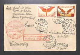 1935 Erste Winterluftpost (F11+F14z) ZÜRICH SBK = Sfr. 270.-