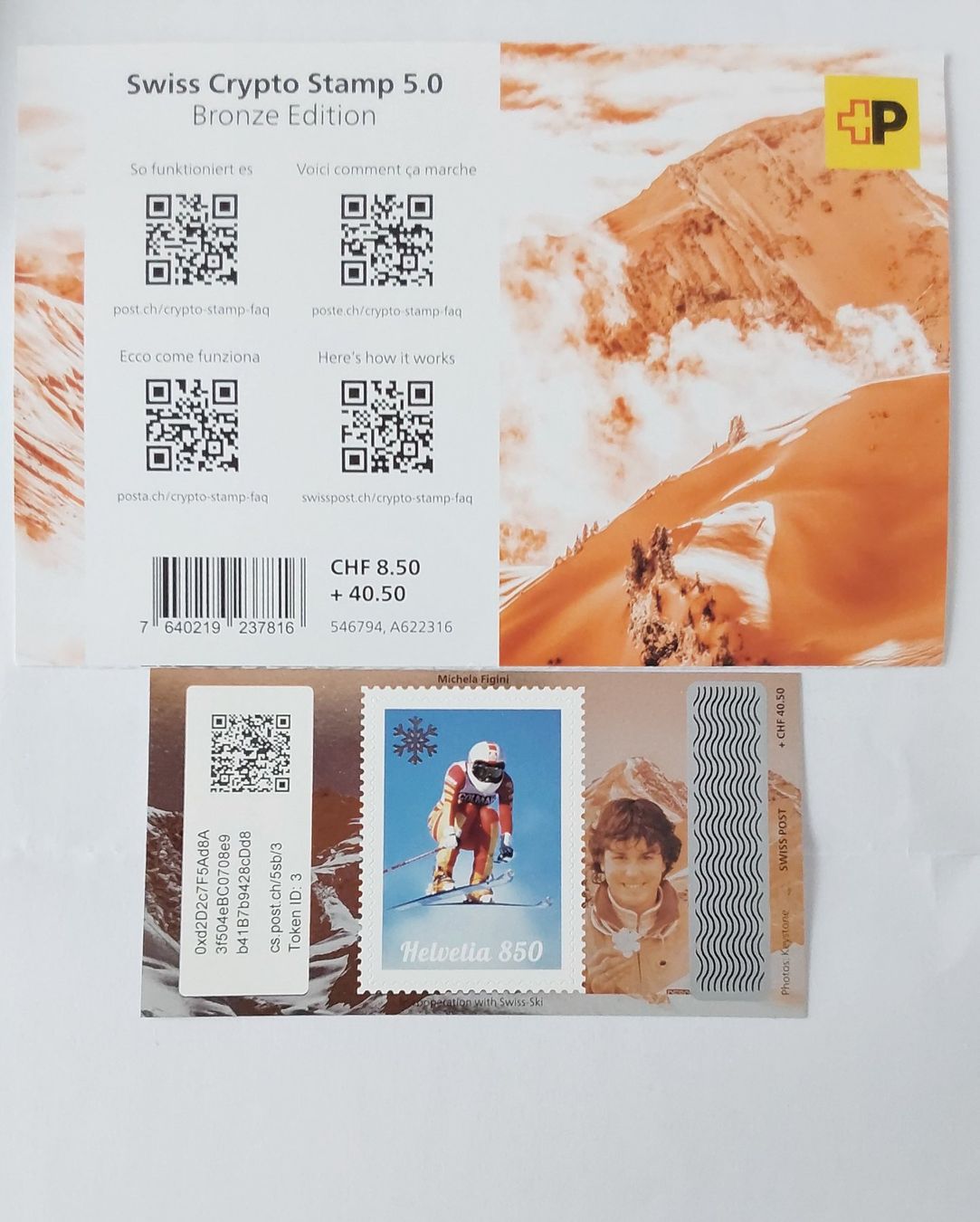 Alle Briefmarken: 3 x Swiss Crypto Stamp 5.0, Basic, Silver, Bronze – Gebraucht aus Münchwilen AG von Nesar 1