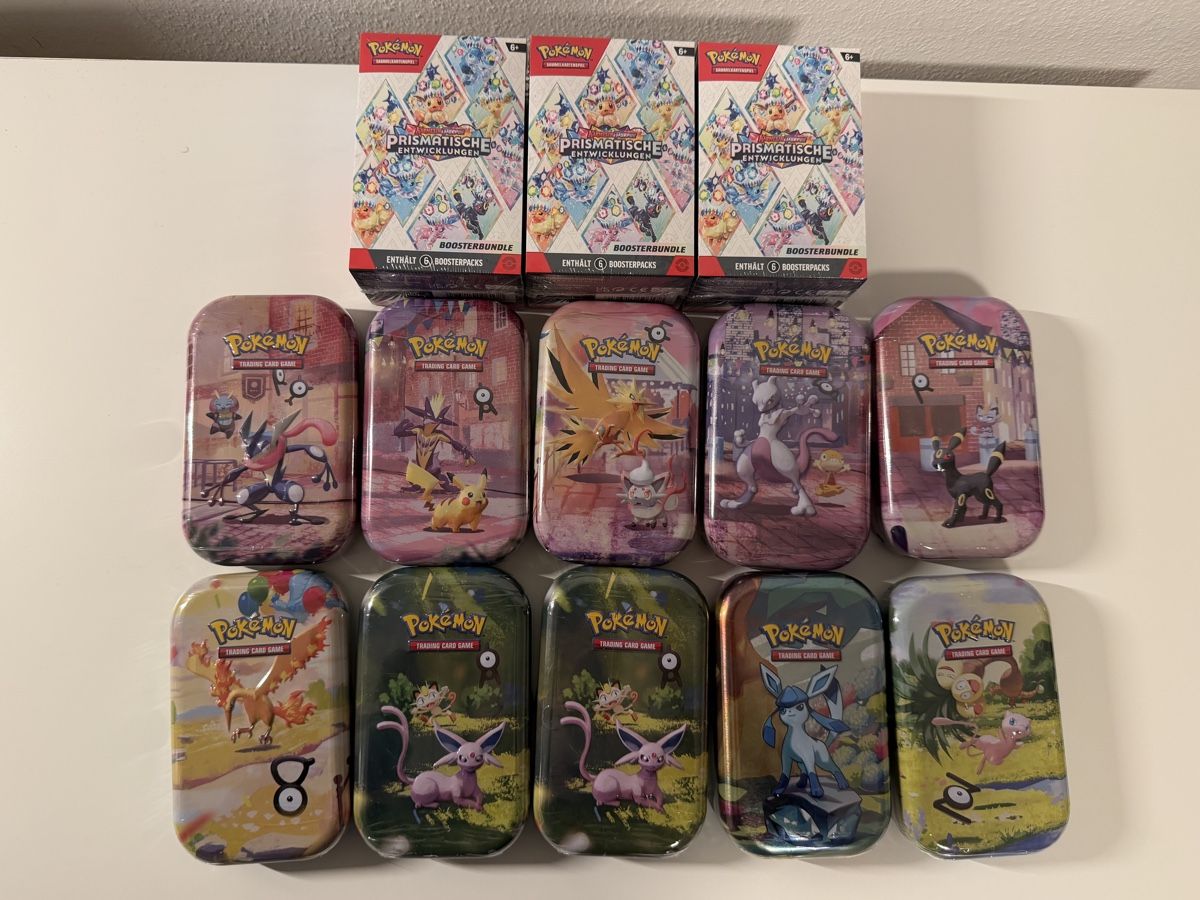Pokémon Carte collezionabili: Pokémon 10x Mini Tins DE & 3x Booster Bundle DE – Nuovo e nell'imballaggio originale da Zürich venduto da mrlnx