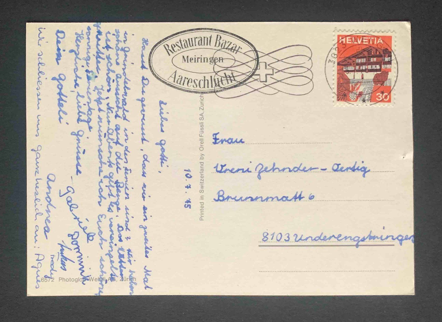Cartoline postali: AK Aareschlucht – Usato da Goldau venduto da artelier1 1