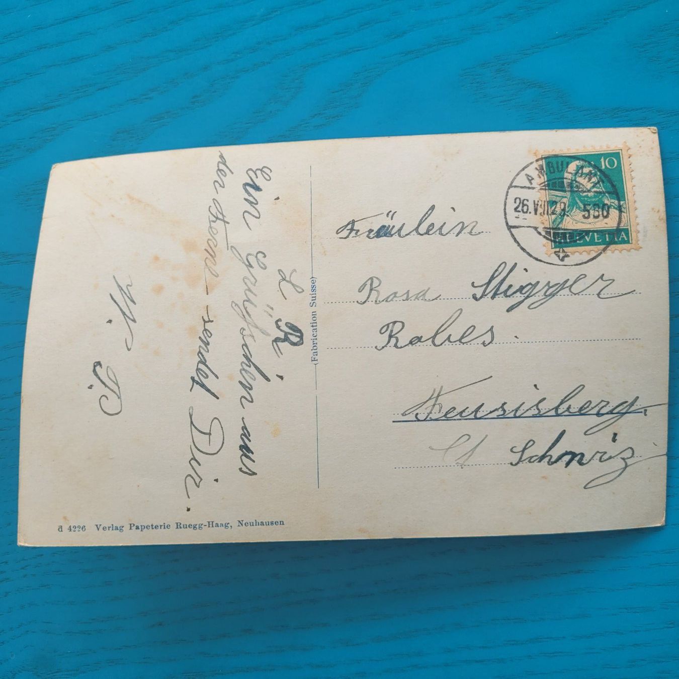 Cartoline postali: Rheinfall mit Schloss Laufen 1929 – Usato da SCHÜBELBACH venduto da CoKaHa 1