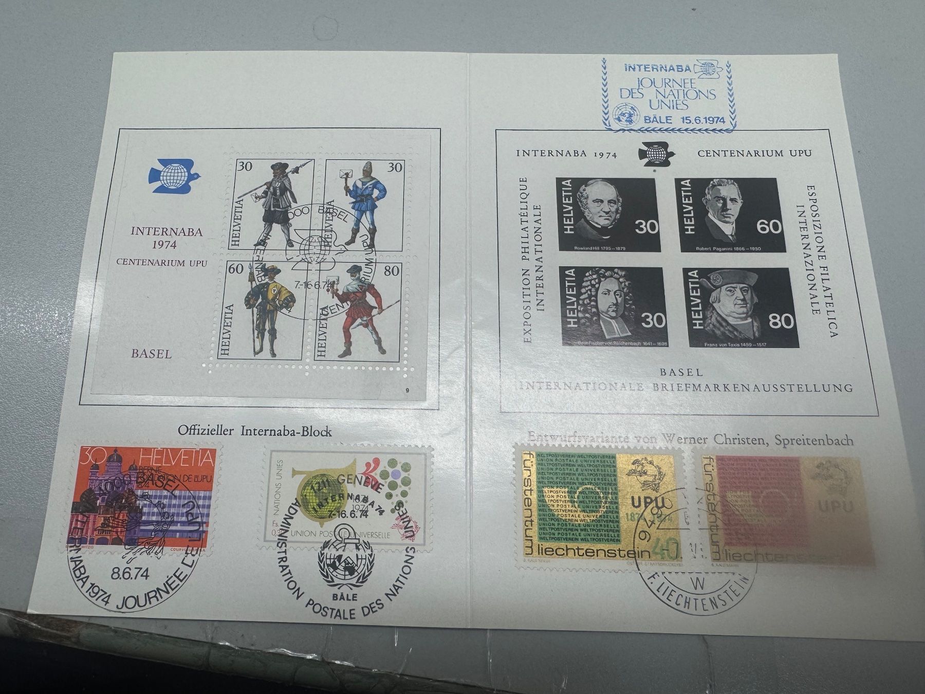 Tutti i francobolli: Entwurf zu einer Briefmarke, "Internat-Block" mit 6 Marken – Usato da Bassersdorf venduto da Emilio0