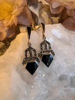 Ohrhänger Art Deco Stil 925 Silber Markasiten Bakalit black