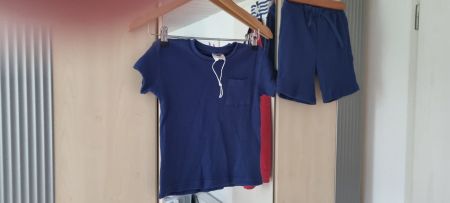 Kinder Sommer Set blau gerippt neu mit Etikett Grösse 110