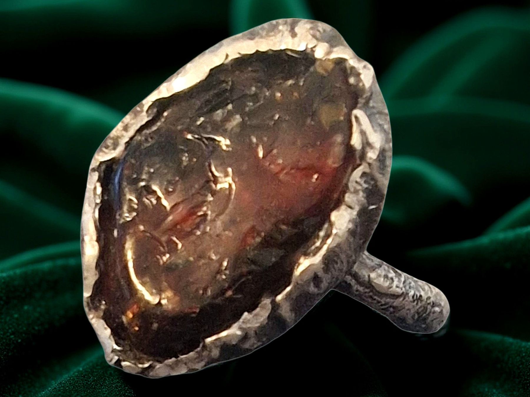 Anelli: Statementring, Silber & Sumatrabernstein, Gr.63 – Nuovo e nell'imballaggio originale da Aarau venduto da Schmuckhoehle_MD 1