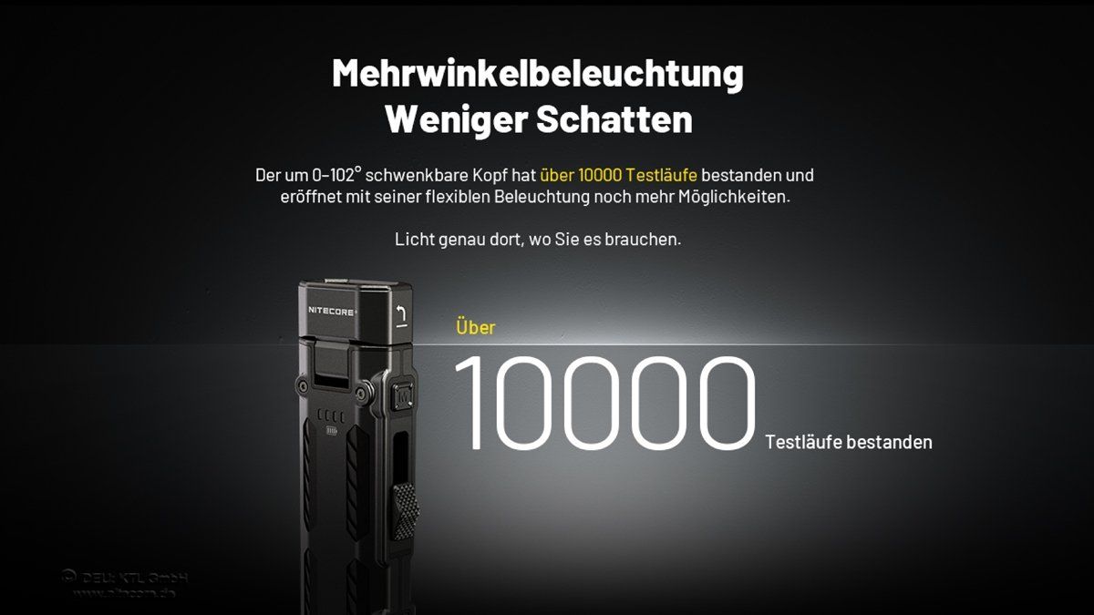 Tutti gli attrezzi: Nitecore EDC09 - 1600 Lumen, Winkellampe, mit Schwenkkopf – Nuovo e nell'imballaggio originale da Grüningen venduto da Prolumin 7
