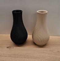 2x Moderne Vase, schwarz & beige, seidenmatt