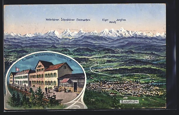 Cartoline postali: Solothurn, Hotel Kurhaus Weissenstein, P – Usato da Berlin venduto da bartko-reher