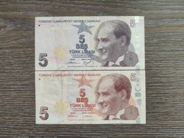 Türkei 2 Stück verschiedene 5 Lira 2009  !!!!!