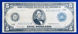 5 Dollar 1914 USA Banknote Pick#359 in Schön**