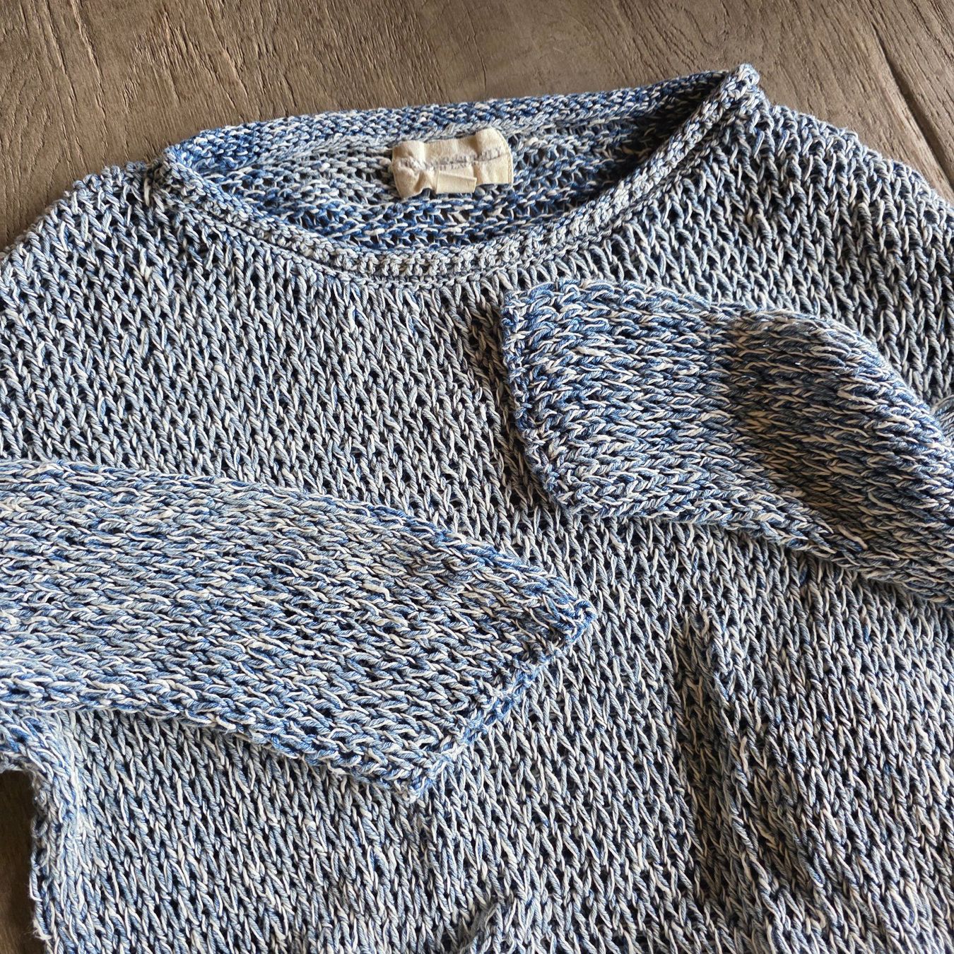 Maglioni & Felpe: 🐸 DENIM & CO LEINEN STRICKPULLOVER PULLOVER BLAU WEISS M – Usato da Môtier (Vully) venduto da Frogs 2