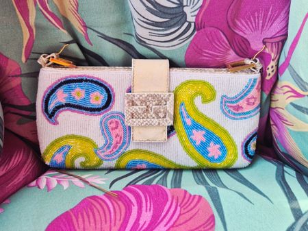 ETUI CLUTCH TASCHE PERLEN HANDMADE LEDER EINZELSTÜCK ETRO