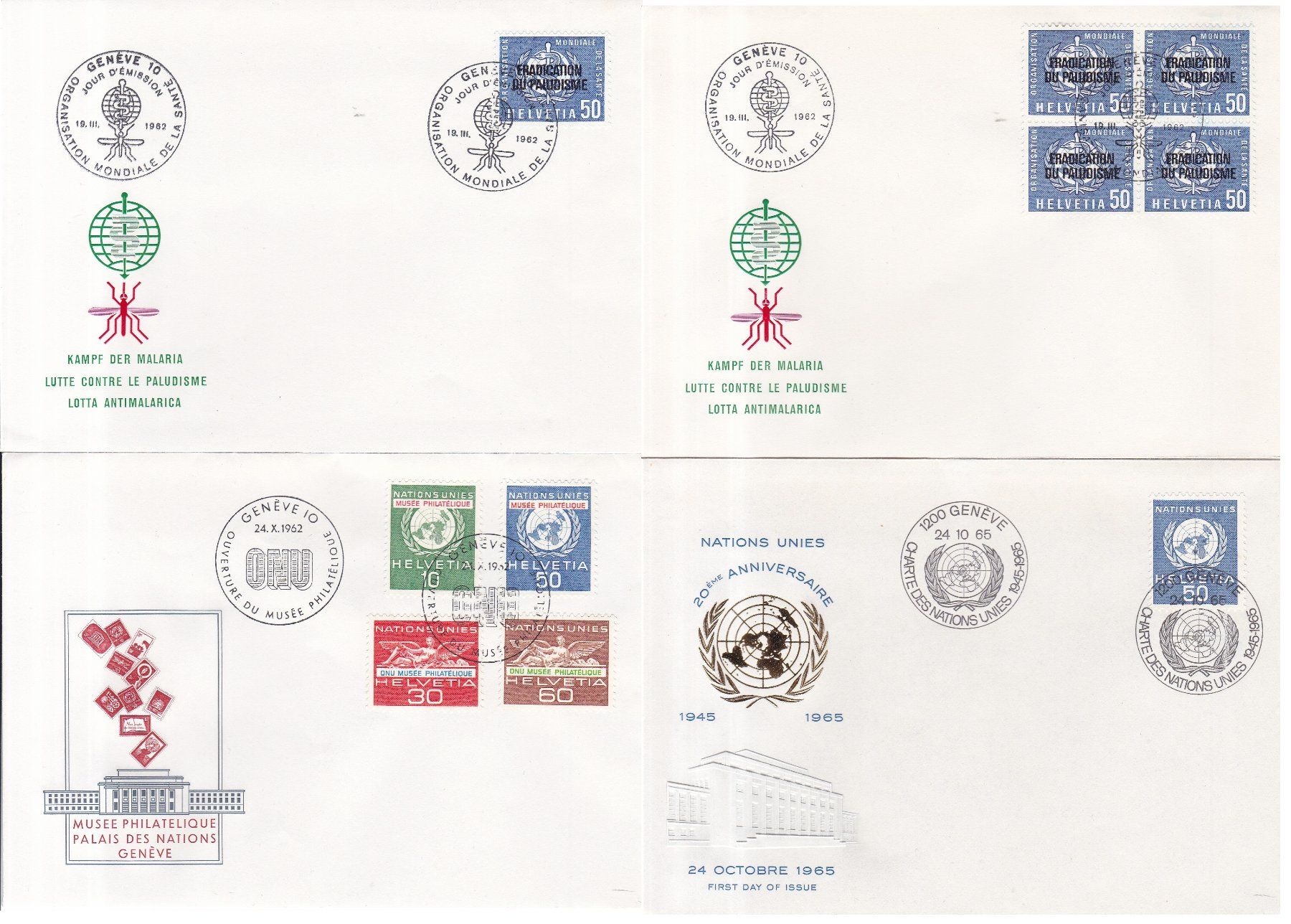 Alle Briefmarken: Bogenstücke & FDCs "Genfer Ämter" – Gebraucht aus Münchwilen AG von Nesar 6