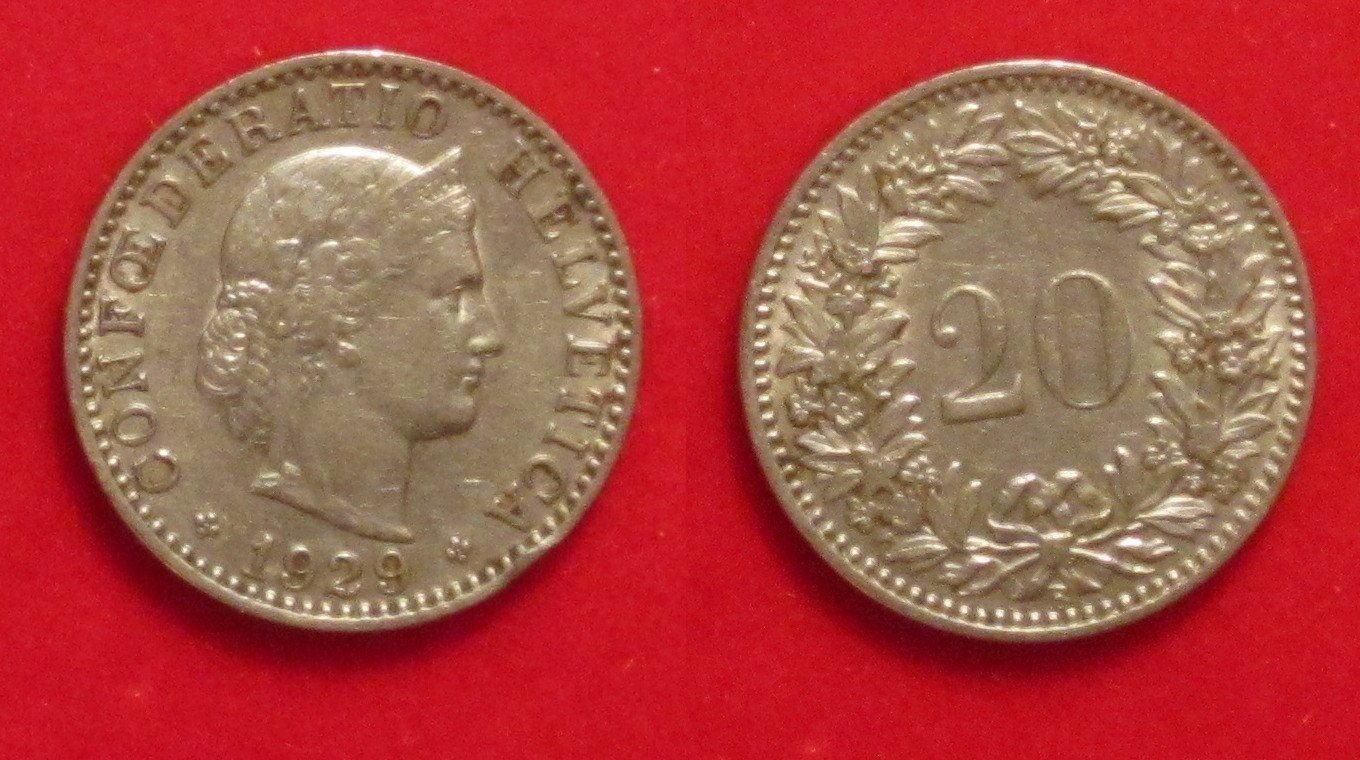 Tutti le monete: 20 Rappen 1929 – Usato da Allschwil venduto da Coinfreak
