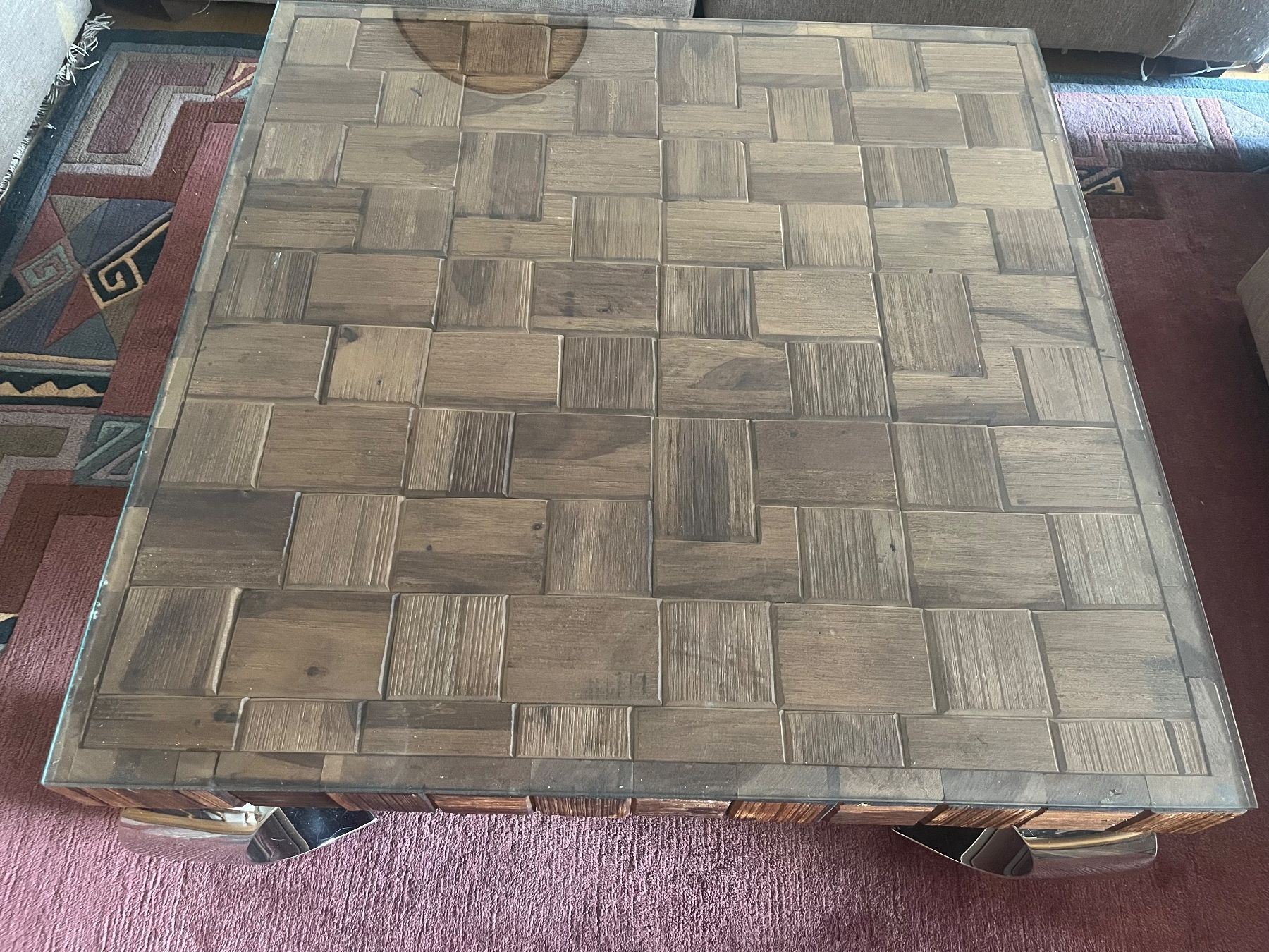 Tische: Ausgefallener Couchtisch, Holz/Metall, Glasplatte, Top! – Gebraucht aus St. Margrethen SG von shugaze 1