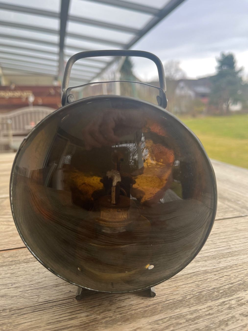 Lampade: Vintage Messinglampe mit konvexer Glaslinse – Usato da Sirnach venduto da oli_82kd 6