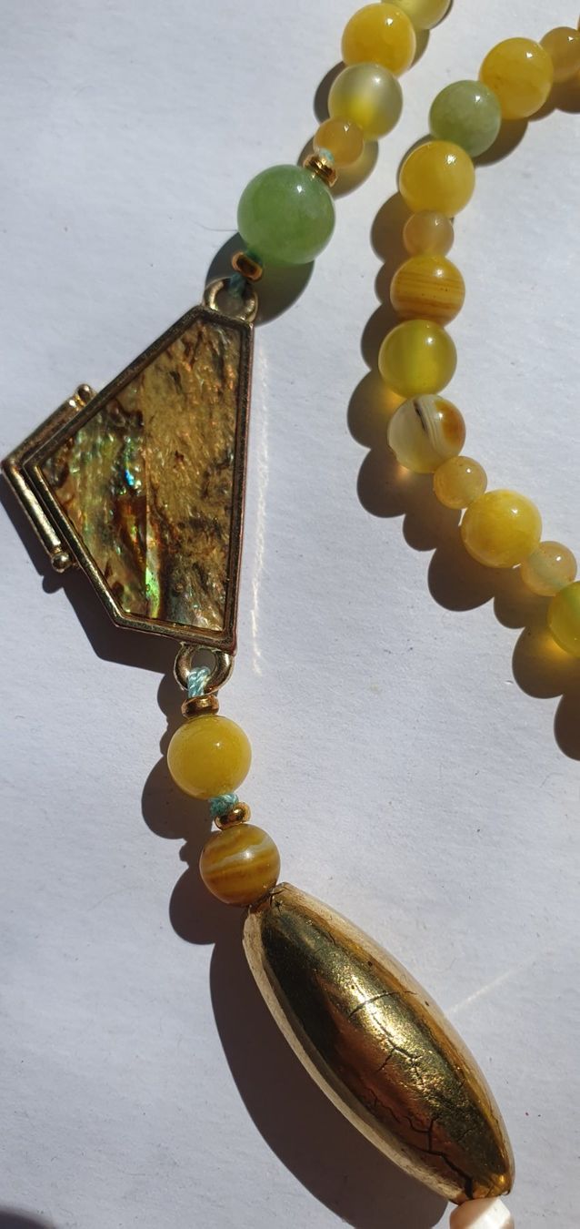 Ketten: Unikat. Gelb Agate mit Peridot und Perlmutt – Neu (gemäss Beschreibung) aus Benglen von Meercat3 1