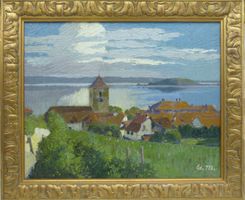 Landschaftsgemälde Monogr. Ed.M * evt. Edouard Marcel Sandoz