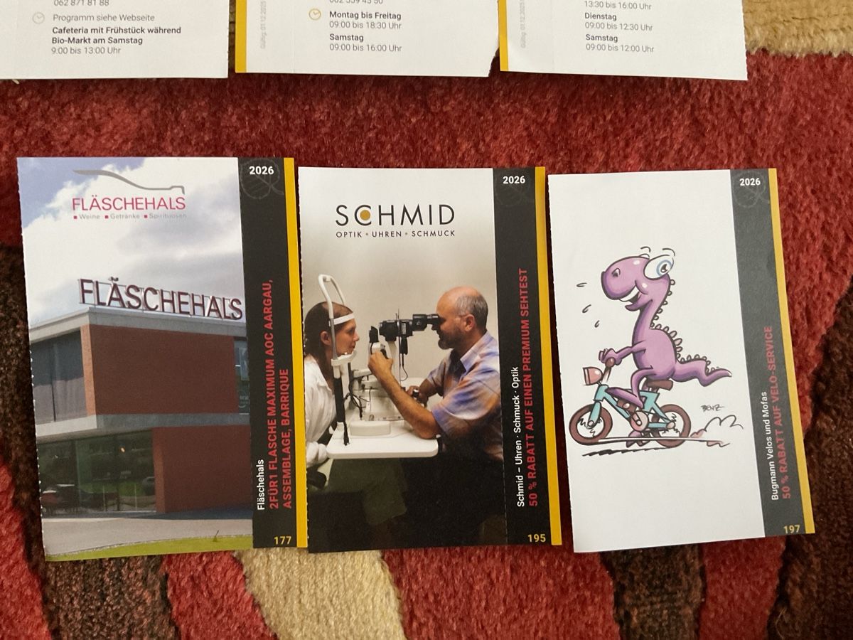 Gutscheine: 8 bons de réduction à Frick – Neu (gemäss Beschreibung) aus Düdingen von Yellow 3