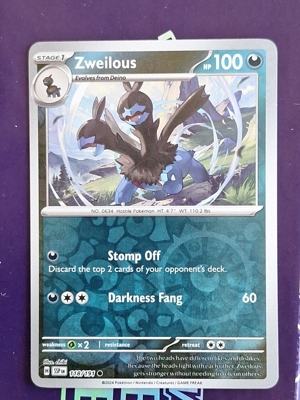 Pokémon Carte collezionabili: Zweilous - Reverse Holo - Pokemon Surging Sparks – Usato da Altstätten SG venduto da GGsGameshop