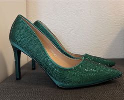 Damen Pumps grün mit Strasssteinen Absatzschuhe neu