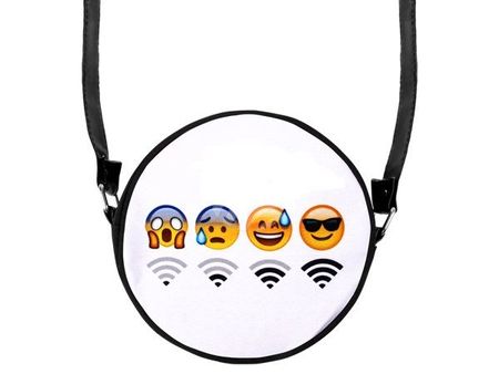 RUNDE MOTIV-HANDTASCHE "WIFI EMOTIKONS"
