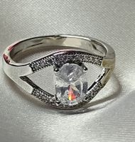 Eleganter Ring mit funkelndem Zirkonia, 925 versilbert, Gr.8