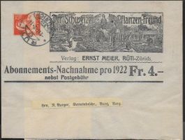 1922 illust. Streifband E. Maier Gartenbau o RÜTI ZH ab 1.-