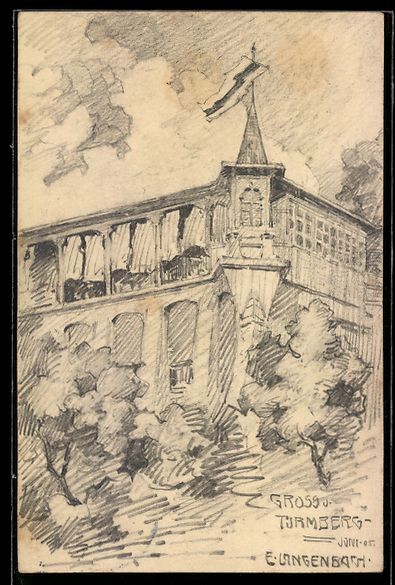 Cartoline postali: Handgemalt sign. E. Langenbach: Karlsruh – Usato da Berlin venduto da bartko-reher