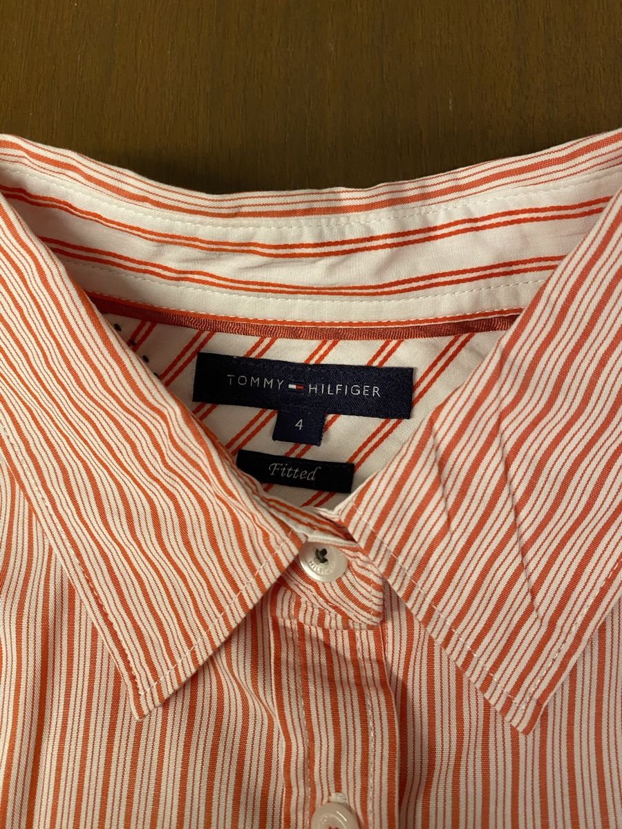 Tommy Hilfiger Camicette: Tommy Hilfiger Bluse, gestreift weiss/orange, Gr. 4 – Usato da Zumikon venduto da leskel 2
