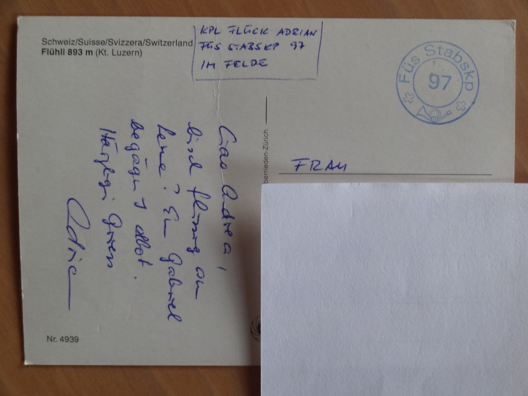 Cartoline postali: Flühli - Luzerne - carte militaire – Usato da St Léonard venduto da Riglin 1
