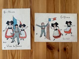 Zwei Postkarten "En Alsace" von Delalain 1917