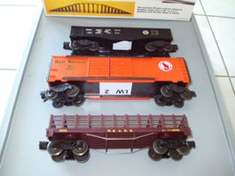 Konvolut 3 LIONEL Waggons, tolle Modelleisenbahn-Sammlung!
