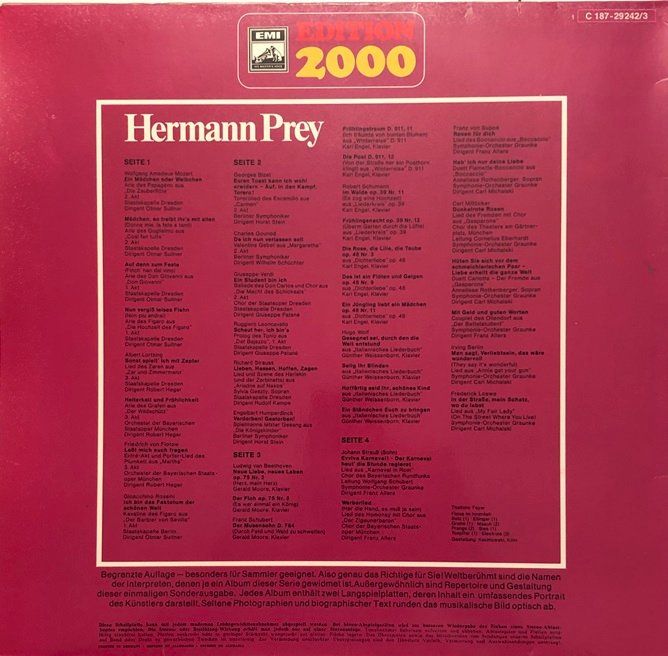 Dischi in vinile: Hermann Prey – Edition 2000 (2 LPs) – Usato da Grüningen venduto da azulrojo 1