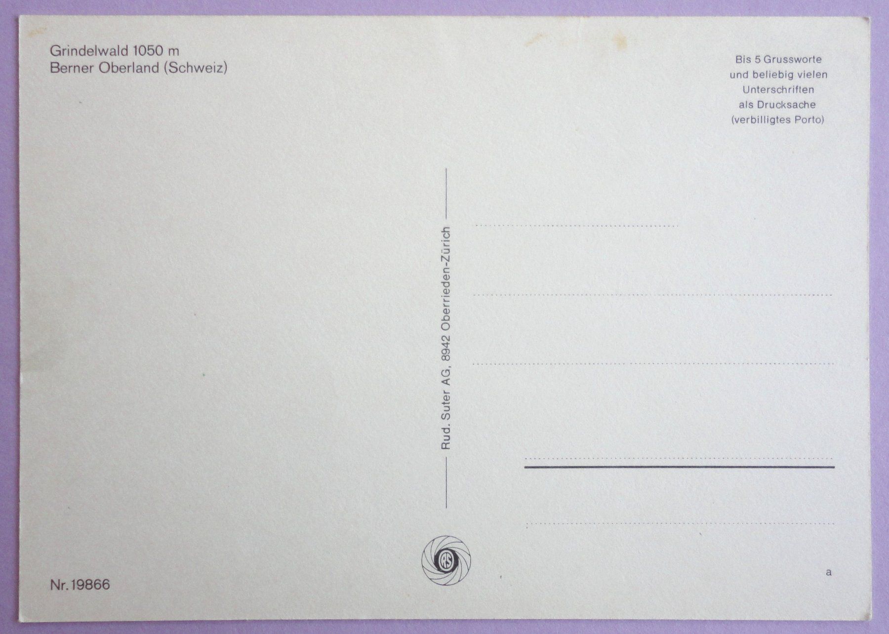 Cartoline postali: Grindelwald 1050 m - Berner Oberland – Usato da Fétigny venduto da Billy2miny 1
