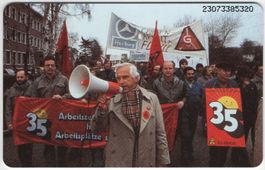 IG Metall auf Telefonkarte der Serie 50 Jahre Deutschland