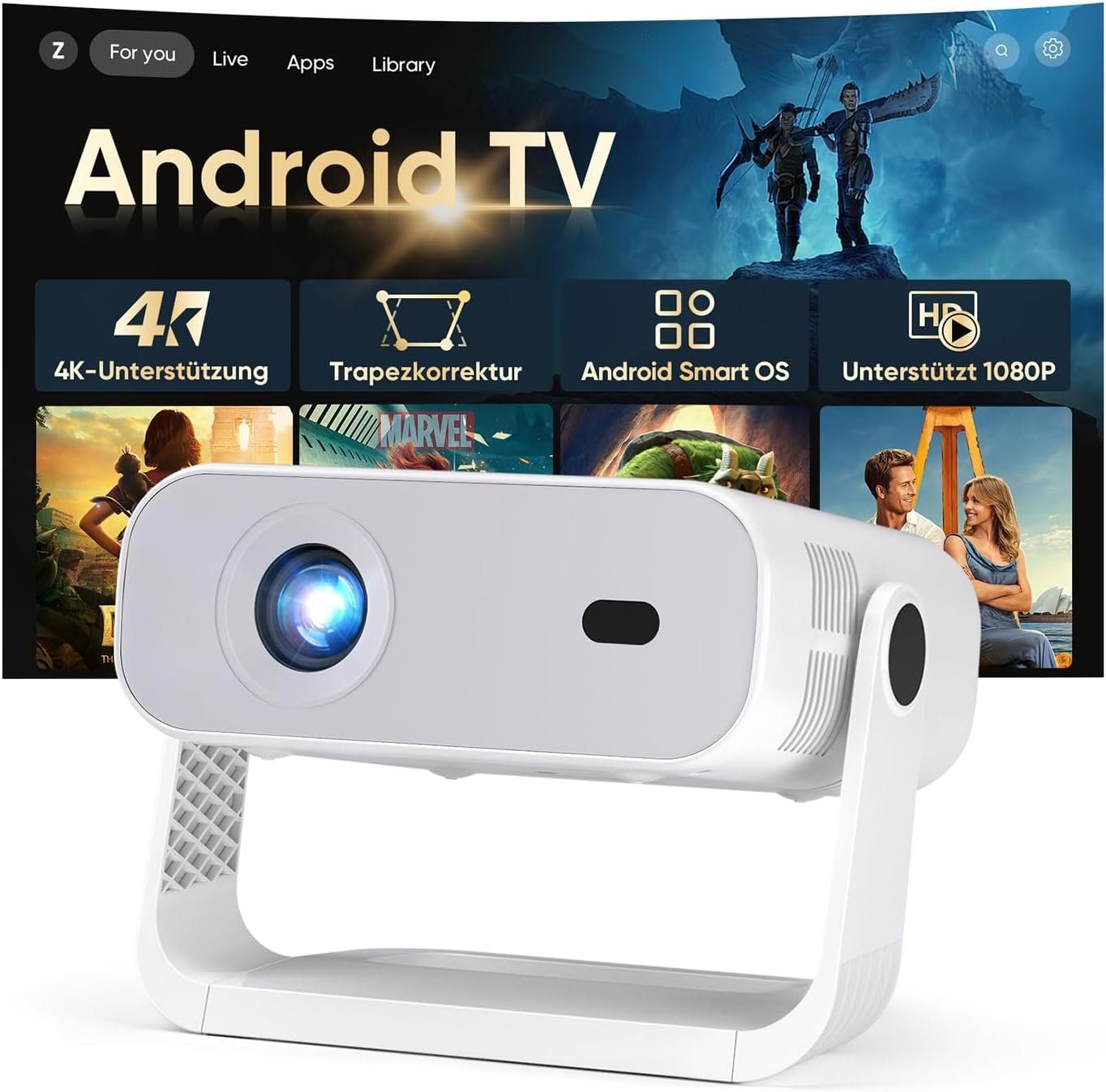 Videoprojektoren: 2026 Neuer Smart Mini Beamer Integrierte APP Android 14 – Neu und originalverpackt aus Hundwil von Pakethase