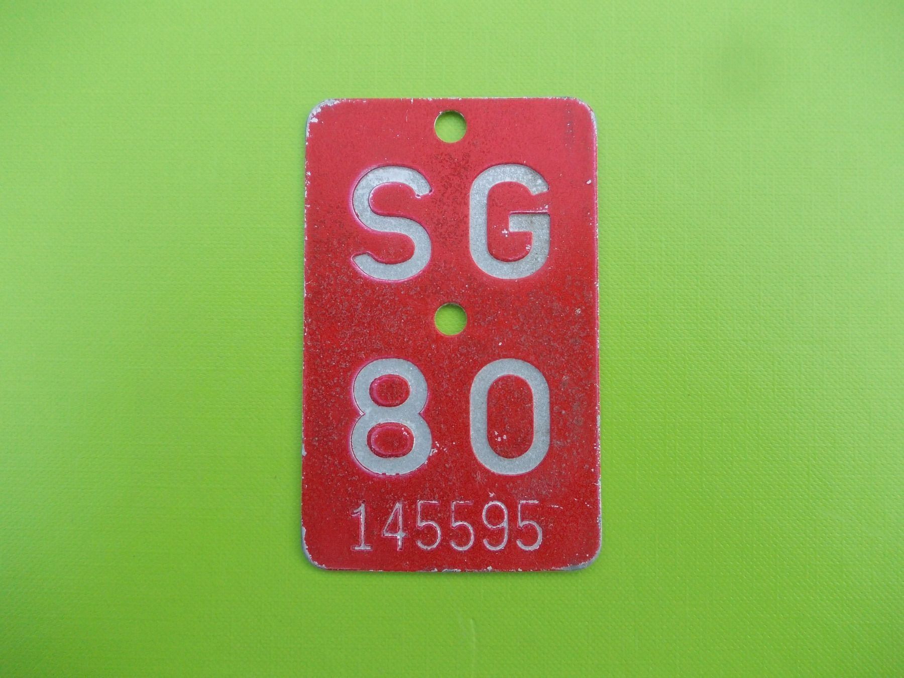 Insegne: Velonummer / Fahrradnummer SG 80 – Usato da Gsteigwiler venduto da HORMIGA21