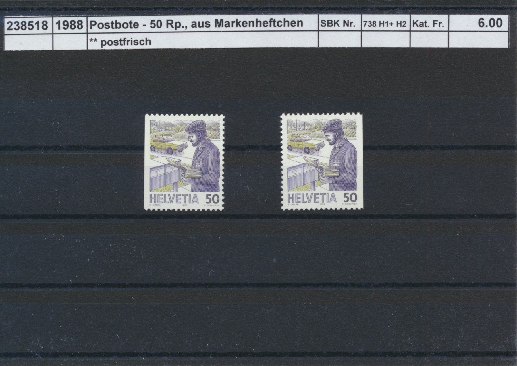 Alle Briefmarken: 1988 "Postbote" - aus Markenheft, ** postfrisch – Neu (gemäss Beschreibung) aus Winterthur von Zupogeru