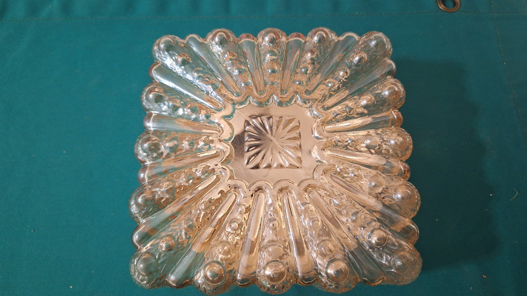 Lampadari & plafoniere: Vintage Deckenlampe Glas Bernsteinfarben  mit Muster ,60erJ. – Usato da Arlesheim venduto da shopradl 1