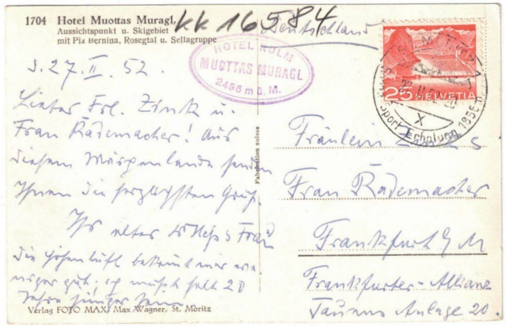 Cartoline postali: St. Moritz - Standseilbahn Muottas Muragl Bergstation – Usato da Binningen venduto da Mountainrider 1