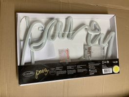 Ambiance LED Schriftzug Party weiss batteriebetrieben Neu