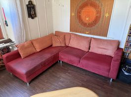 Ecksofa  weinrot, Alcantara