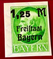 Briefmarken aus König Ludwig III. von Bayern mit Aufdruck 