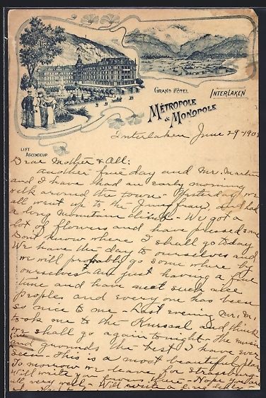 Ansichtskarten: Litho Interlaken, Grand Hotel Metropole, – Gebraucht aus Berlin von bartko-reher