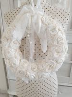 Kranz Weiss Papierrosen Shabby Chic Hochzeit Geschenk Deko