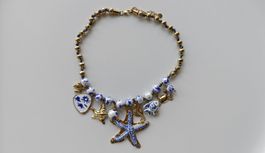 Starfish Pendant and Ceramic Beads Stainless Steel Necklace